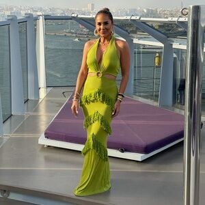 Elegant Green Halter Dress